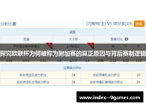 探究欧联杯为何被称为附加赛的真正原因与背后赛制逻辑